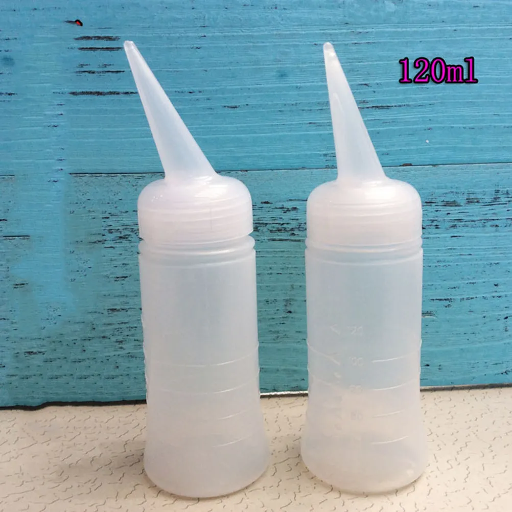 Hair Coloring Bottle Applicator Slant Tip Graduated Scale Pump Handle Even Distribution Hair Dye Scalp Treatment