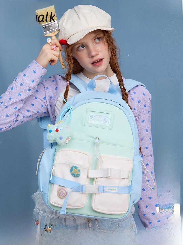 VANWALK Luy Star High Capaci Double oulder Casual School Bapa voor middelbare en middelbare scholieren Fem Model