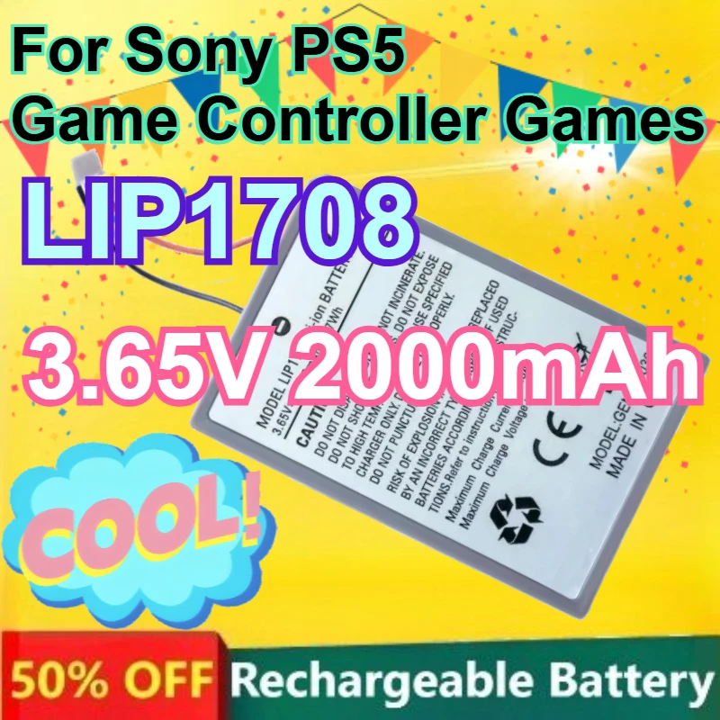 

Сменная батарея LIP1708 3.65V для геймпада Sony PS5, аккумулятор для игр, 2000 мАч, большая емкость