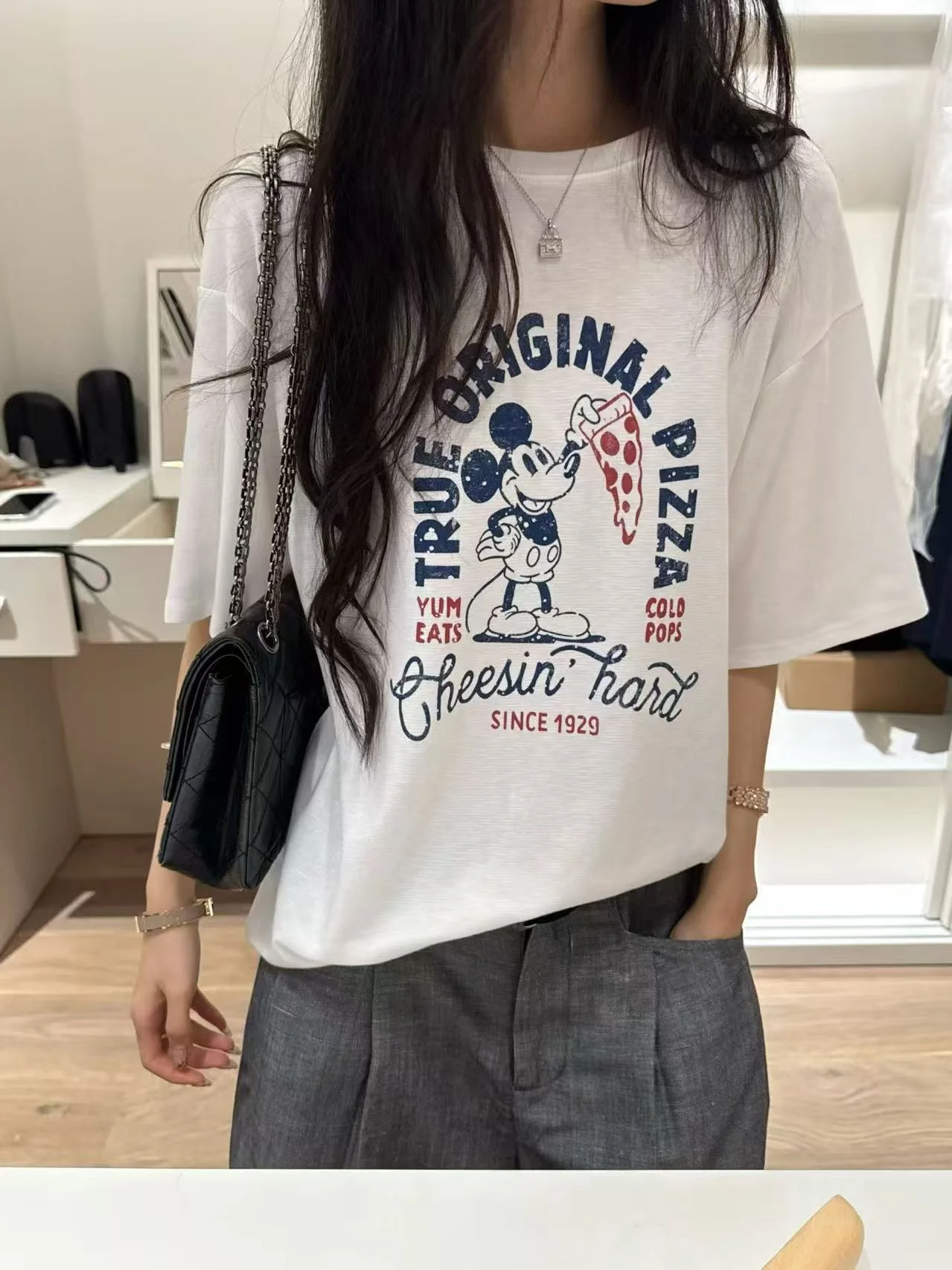 

Женская футболка свободного кроя в американском стиле с круглым вырезом и коротким рукавом, больших размеров, с принтом, утягивающая, весна-лето, повседневная, хлопковая