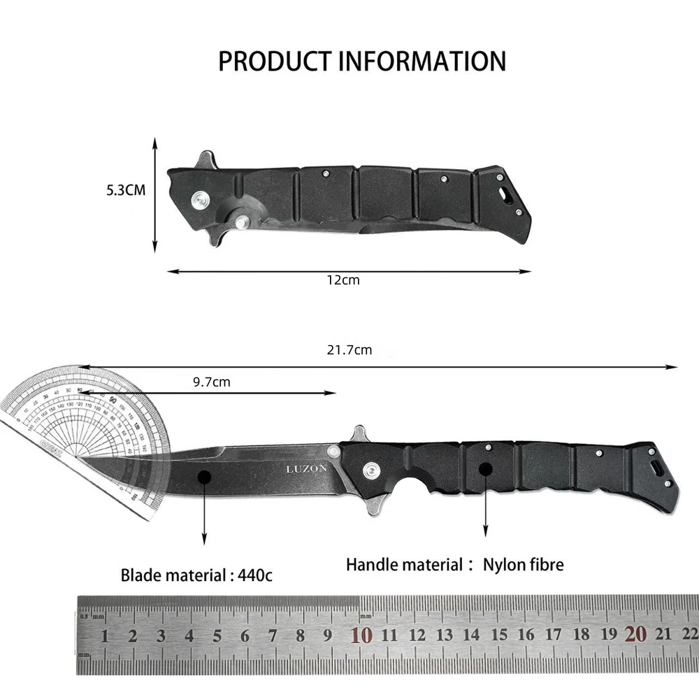 LUZON Tactical Hunting Knife 440c Steel Blade Nylon Fiber Handles Folidng Knife Self Defense Camping EDC Survival Tools