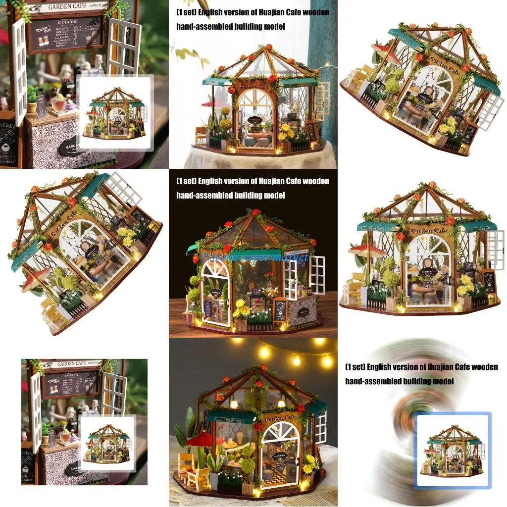 

090B Wooden Cafe Model Assembly Building Set Educational Hands On Activity Toy