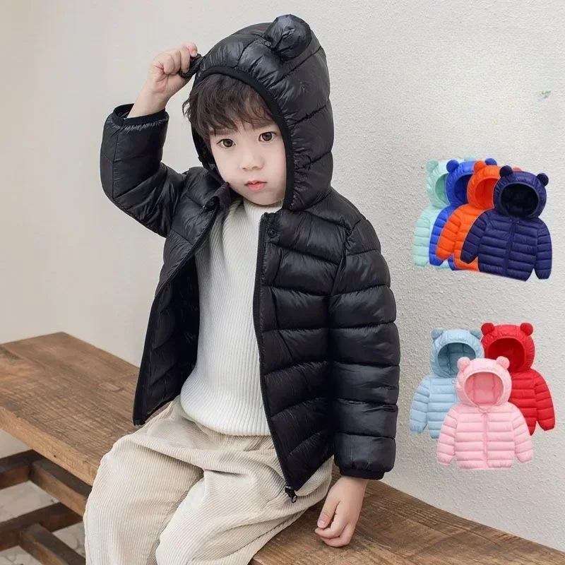 PTKPCC Baby Boys Girls New Winter Coats Toddler Bear Hoods Down Jacket Infant Kids Light Puffer Padded Outwear  Winter Coat