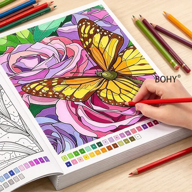 Adult Digital Coloring Book, 32 Pages, Featuring Exquisite Thread Drafts on Themes Such As Foxes/lively Butterflies/fun Ladybugs