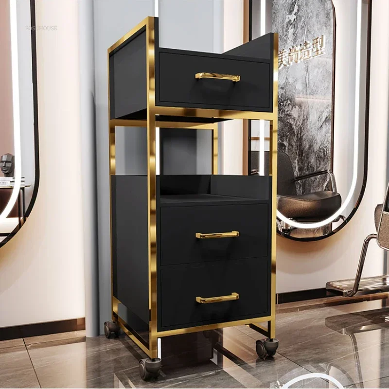 Barber Shop Werkzeugschrank Friseursalon Spezial Salon Trolleys Multifunktionales Lagerregal mit Schublade Barber Shop Hilfswagen