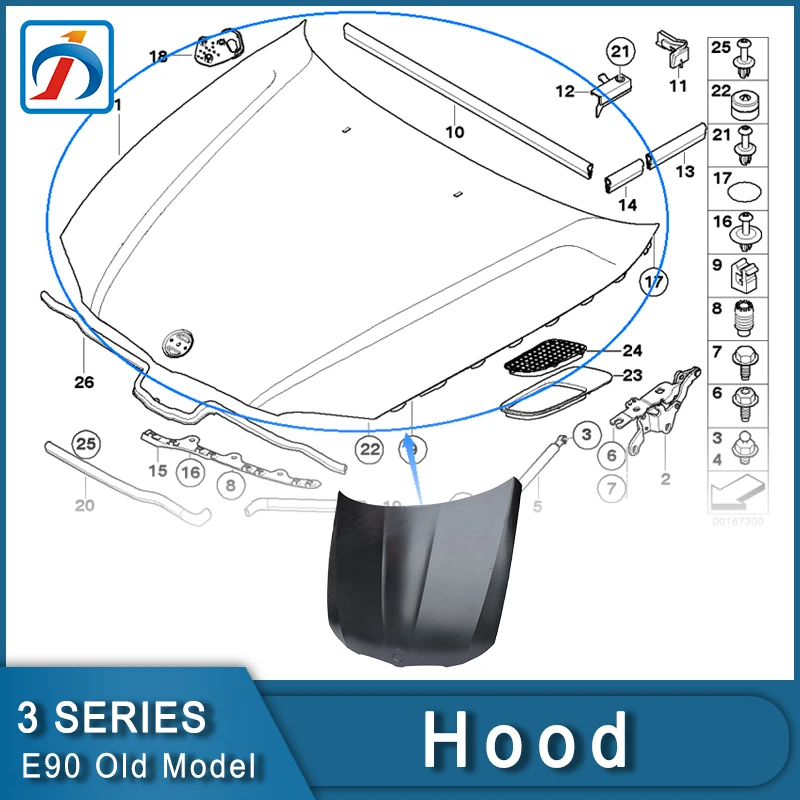 Передние автозапчасти для кузова 3-й серии E90 Капот двигателя автомобиля для комплекта кузова E90