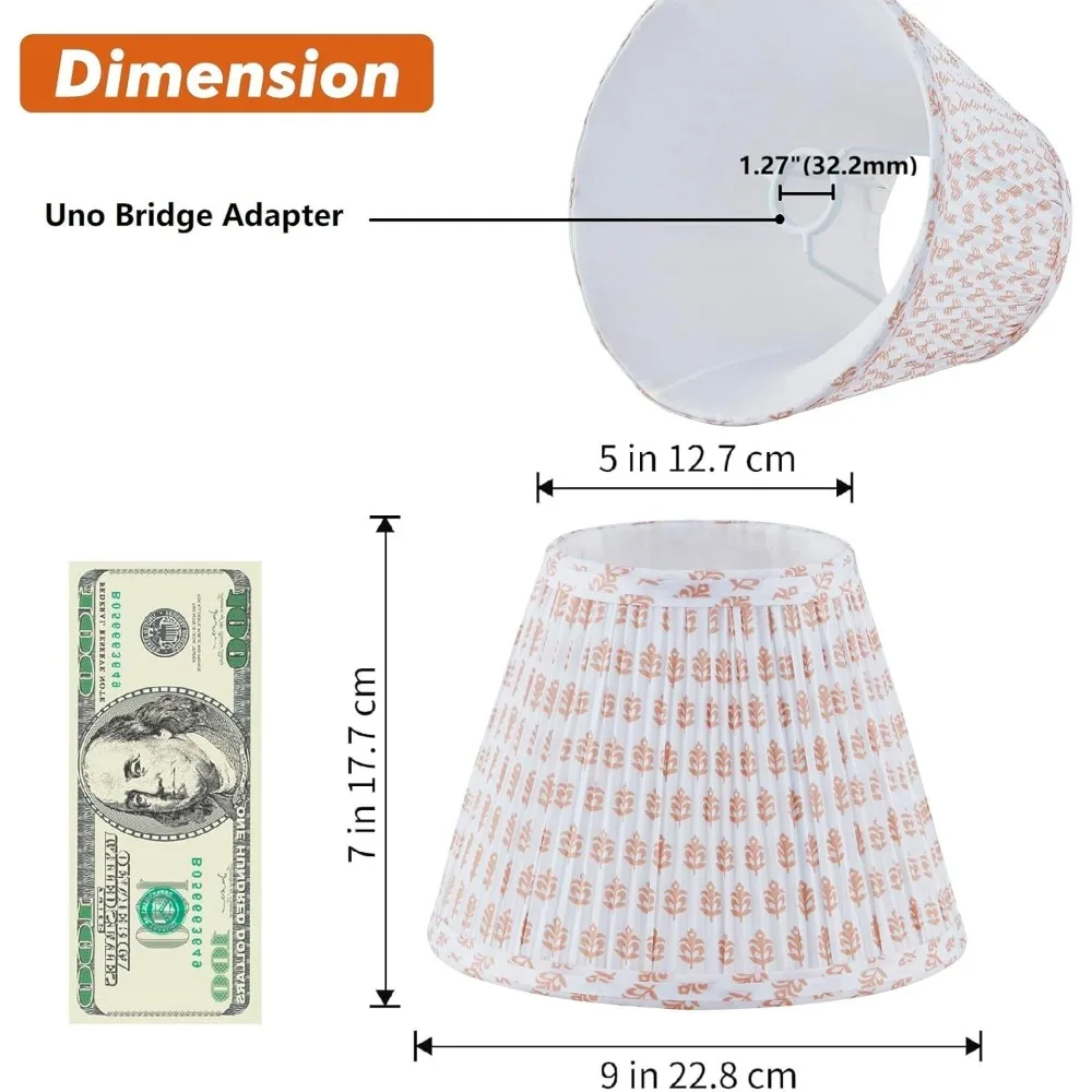 uno lamp shade,drum pleated lamp shades 5" top x 9" bottom x 7" slant height,barrel small replacement lampshade (uno fitter), fa