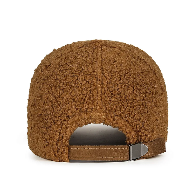 FEWK Original Chamois Plush Baseball Hat Men Women Lamb Fleece Windproof Warm Hat Autumn Winter Versatile Comfortable Peaked Cap