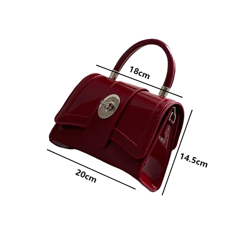 2024 Trendy Crossbody Bag Black Flap PU Leather Ladies Square Handbags Fashion Red Shoulder Bag for Women Top Handle Bags Purses