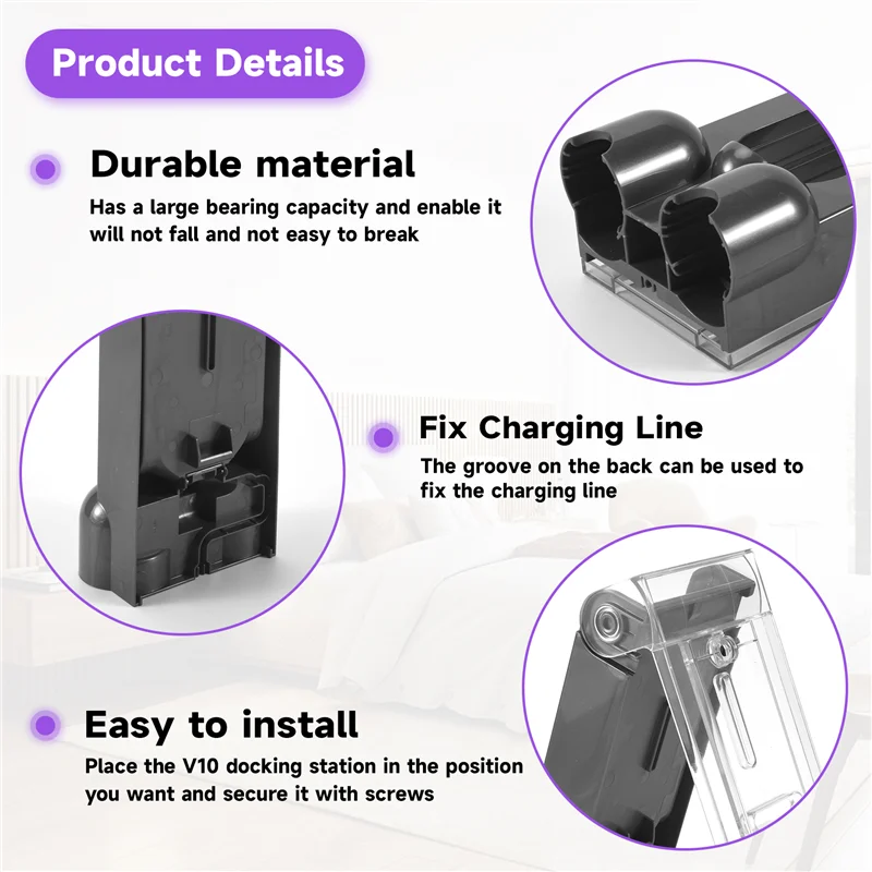 -A14E Estação de carregamento montada na parede adequada para Dyson V10 Series aspirador de pó portátil peças de acessórios de reposição