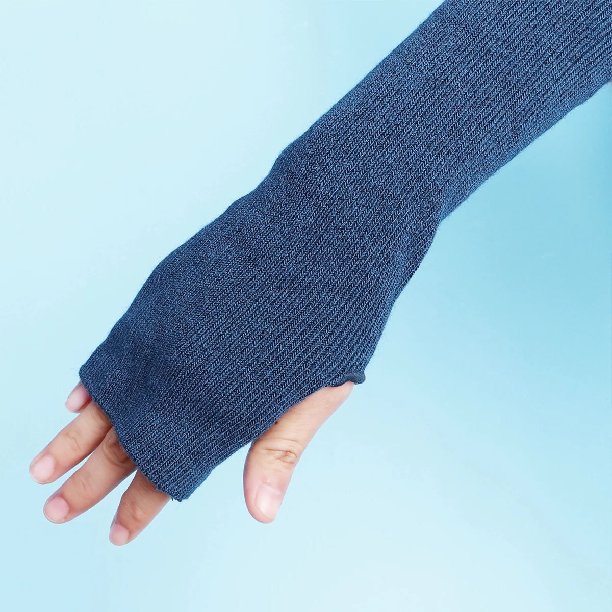 

1 Pair Warm Cotton Forearm Sleeves Knitted Winter Protection For Cycling Fishing Driving Running Golfing Gardening Blue
