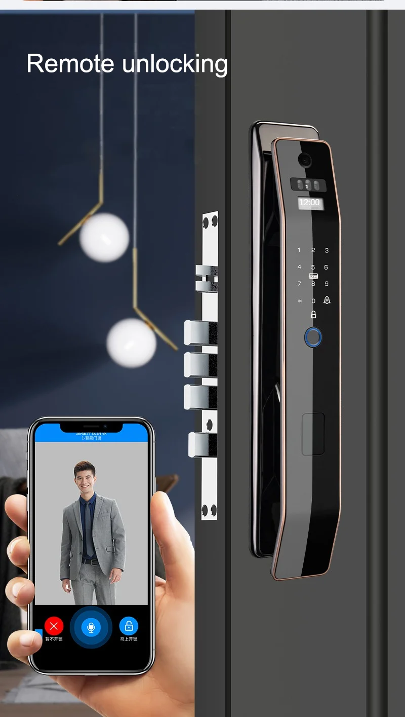 Tuya WiFi 3D Face Recognition Digital Fingerprint Lock APP Remote Unlock Code Keyless Smart Door Lock