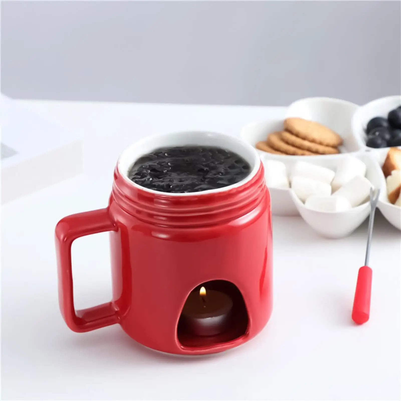Taza de fondue de cerámica, mini taza resistente al calor para postres, taza de fondue para postres de chocolate, mantequilla, queso, para el hogar familiar, fiestas, vacaciones