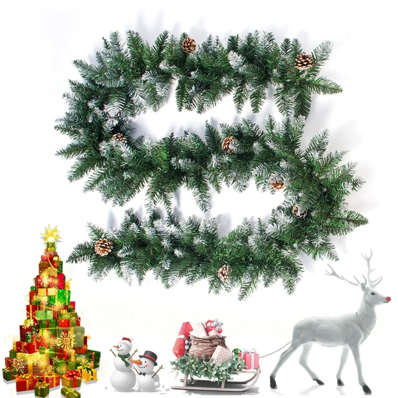 

Christmas Wreath Artificial Pine Cones Xmas Tree Rattan Hanging Ornament Home Party Door Window Decoration