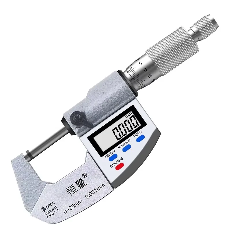 

High Precision 0-25mm IP65 Waterproof Stainless Steel Digital Micrometer, 0.001mm Resolution for Outer Diameter Measurement