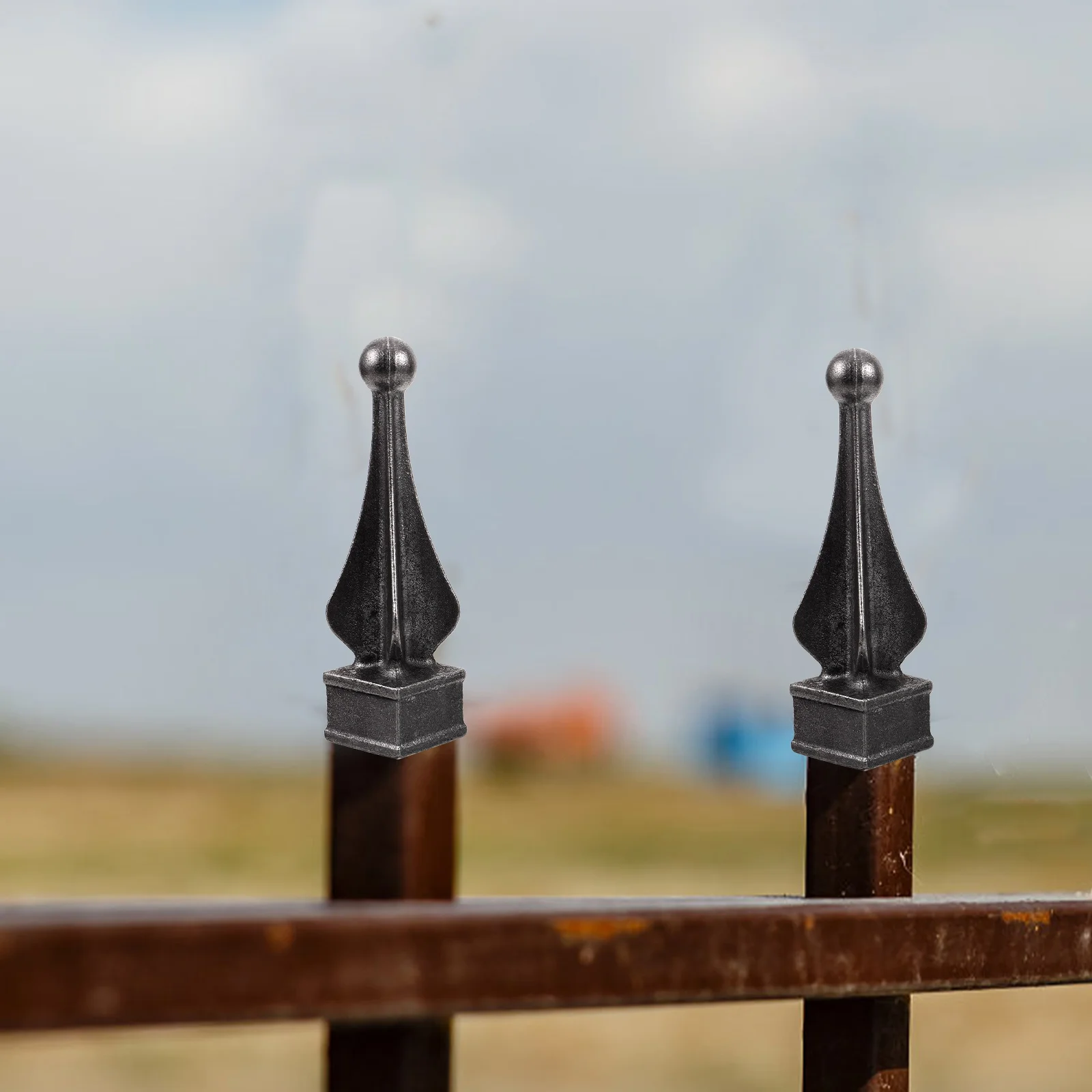 

Wrought Iron Accessories Top Hat Post Finials Decorative Sturdy Metal Fence Finial For Yard European Style Not Easy