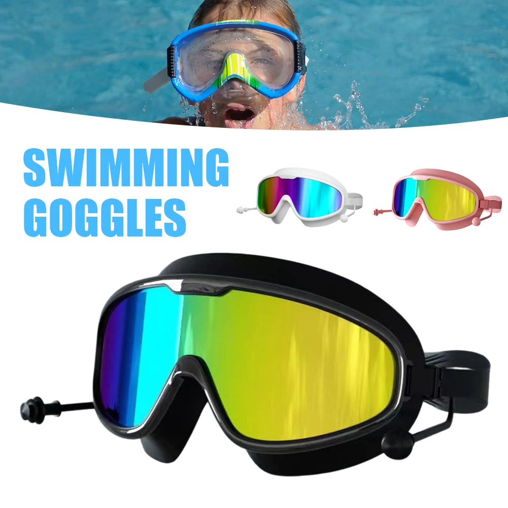 Stylish Plating/Transparent Swimming Glasses Anti-Fog UV Protection Swim Eyewears For Beach Diving Pool