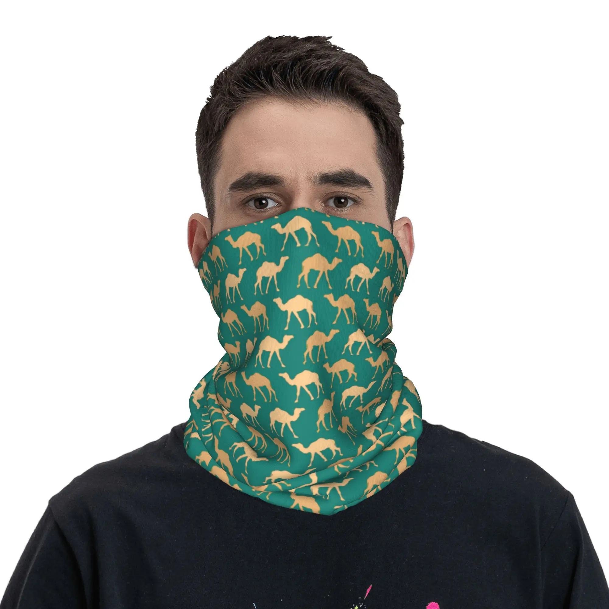 African Camel Desert Pattern Bandana Neck Gaiter Printed Face Scarf Face Mask Running for Men Women Adult Breathable