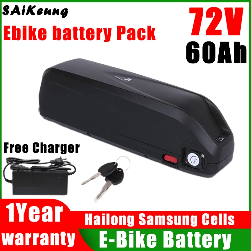 72v 2000w Battery Hailong 36 48 52 60 72v 20ah 30ah 50ah 60ah Lithium Battery 40ah Battery Bafang 500-3000w Free 3A Charger/ Vat