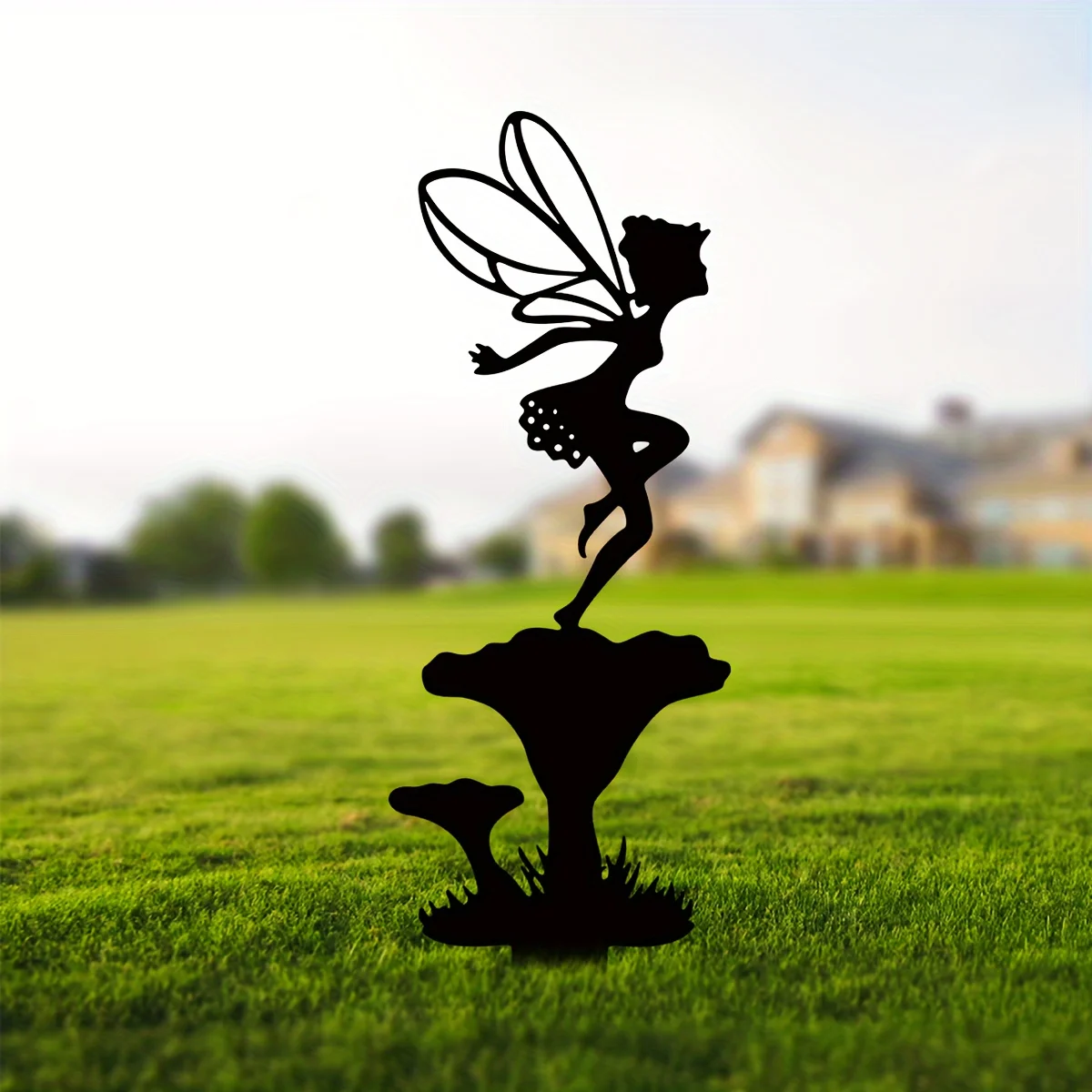 

Металлический садовый декор DDPNKL: Силуэт гриба-эльфа, вылетающего из гриба, для украшения дома и сада