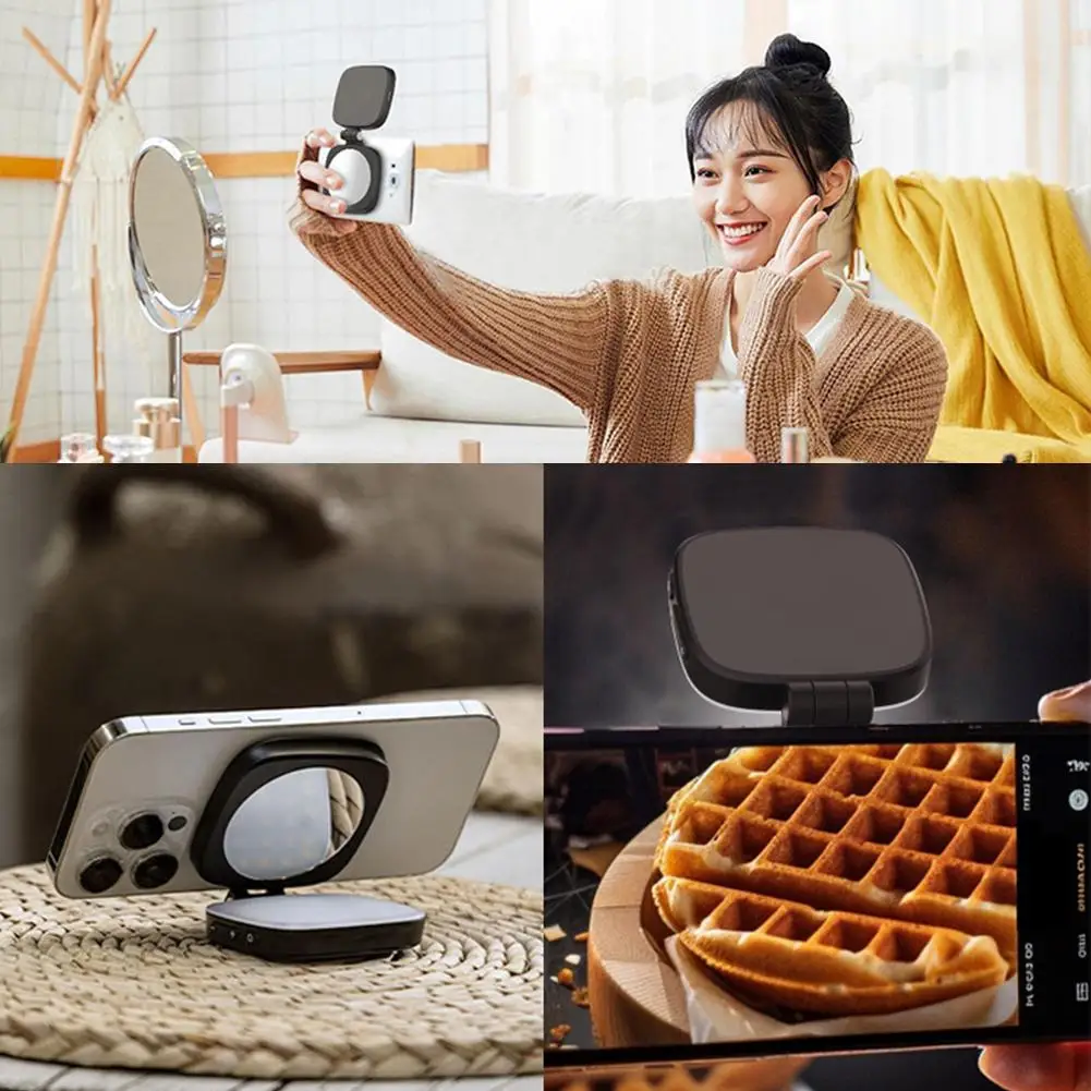 1 個ミニ Selfie フィルライトミラー付きポータブル磁気 LED ビデオ写真撮影ライト充電式スマートフォンタブレット F4G3