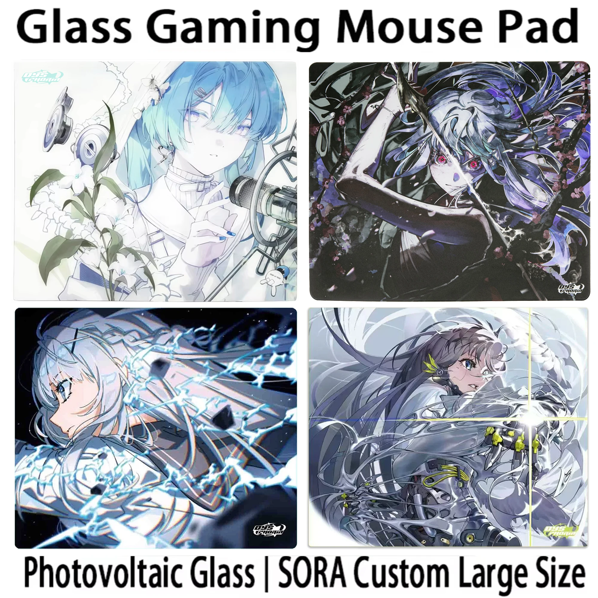 D-DYSPHoria Mei Glass Mouse Pad Micro Etched Surface Tempered Desktop Mat High Speed Smooth FPS Office Custom Gaming Accessories