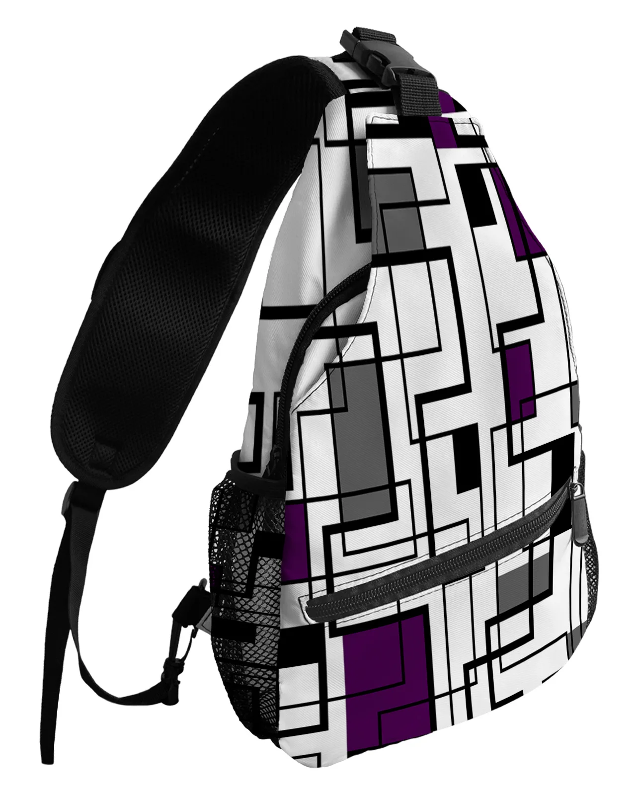 

Abstract Square Modern Art Purple Chest Bags For Women Men Waterproof Messenger Bags Travel Sport One Shoulder Crossbody Bag