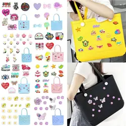 1Set Resin ​Charms for Bogg Bags Cartoon Butterfly Beach Bag Accessories Charms Pearl Flowers Bag Buckle Ornaments for Bogg Bag