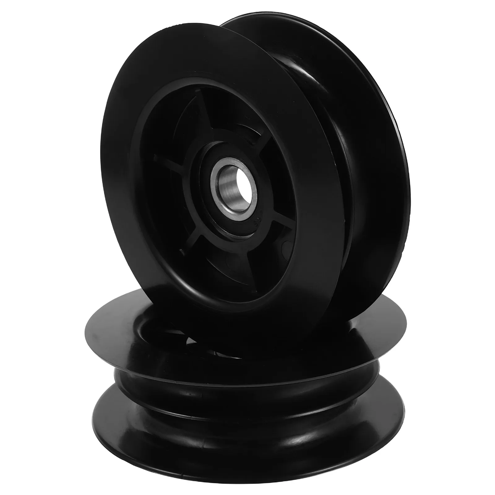 2Pcs Forklift Hydraulic Pulley Wheel Double Groove Nylon Bearing Roller for 3 Ton Lifting Assembly Hose Protection Heavy Duty