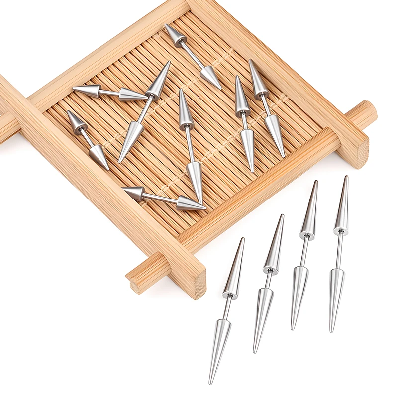 

5 шт., серьги-гвоздики из нержавеющей стали в стиле панк-рок с заклепками и шипами, конусные серьги-гвоздики для женщин и мужчин, серьги «сделай сам», ювелирные материалы для пирсинга