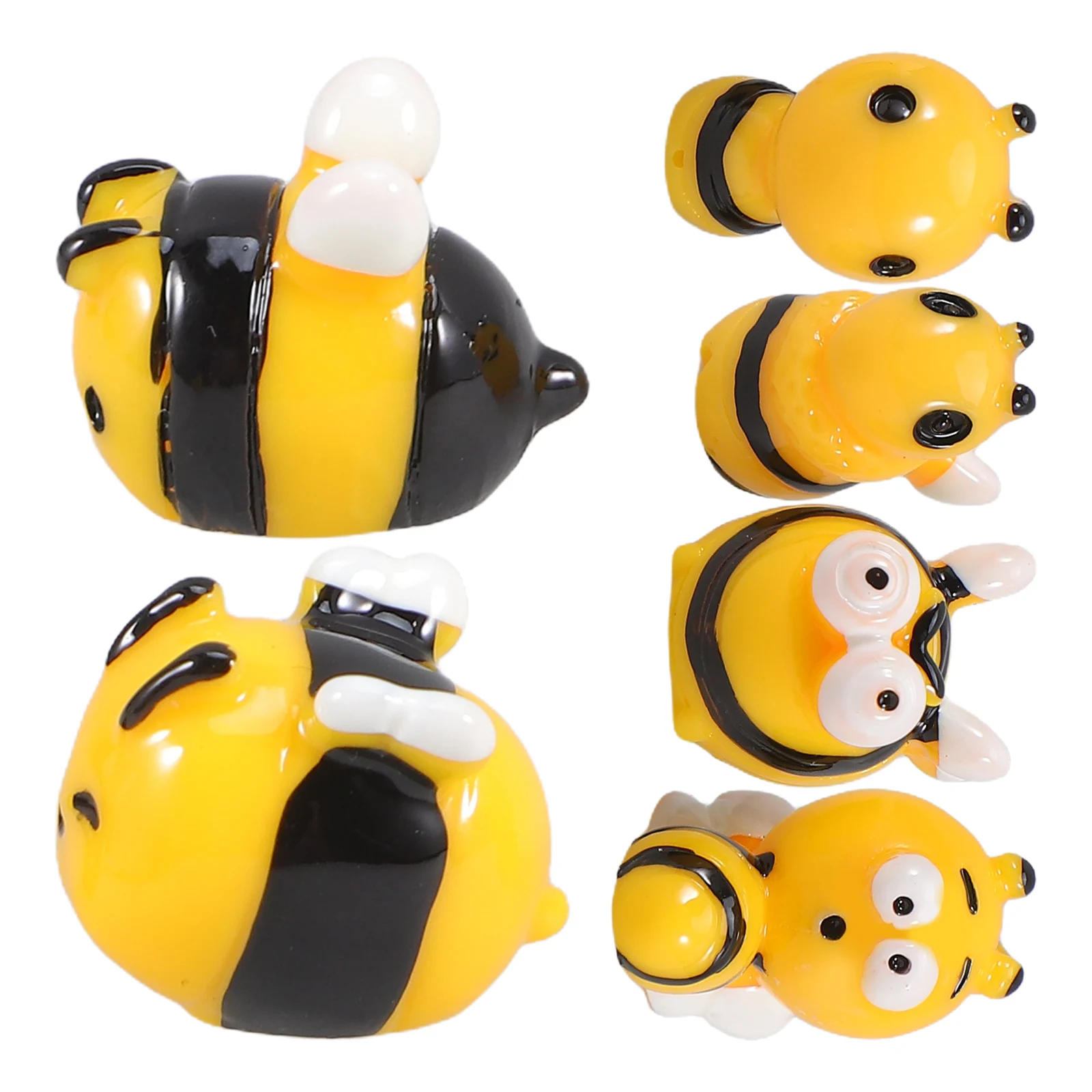 

6 Pcs Mini Resin Bees Micro Landscape Gardening DIY naments Accessories Tiny Animal Sculpture Decor Craft Small Bees Insect Toys