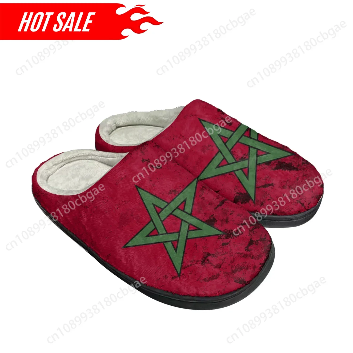 Hot Moroccan Flag Home Cotton Custom Slippers Mens Womens Sandals Morocco Plush Bedroom Casual Keep Warm Shoes Thermal Slipper