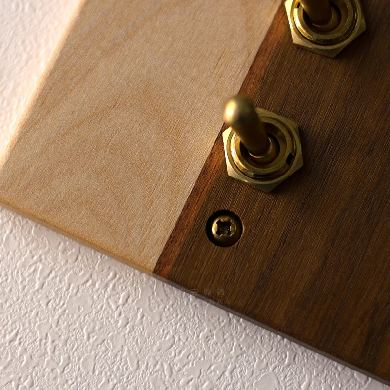 لوحة تبديل من الخشب الصلب 86 نوع مفاتيح قياسية قطب واحد تحكم مزدوج مخرج كهربائي ملحقات غطاء جدار رافعة نحاسية