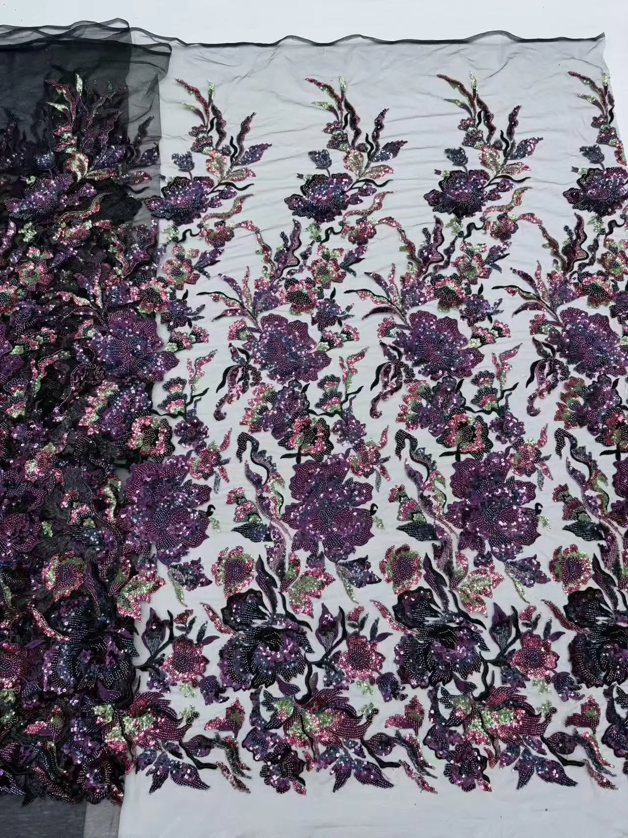 

African Mesh Lace Sequin Fabric,For Sewing,Clothes,Beaded,Tulle,Wedding Dresses,Embroidery,Fabrics By The Meter,Crafts,5 Yards