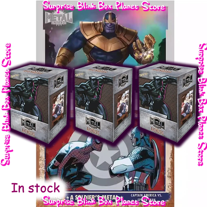

Marvel Avengers Cards Blind Box Collection Mystery Cards Hot Ud Box Metal Universe Blaster Surprise Anime Figures Festival Gift