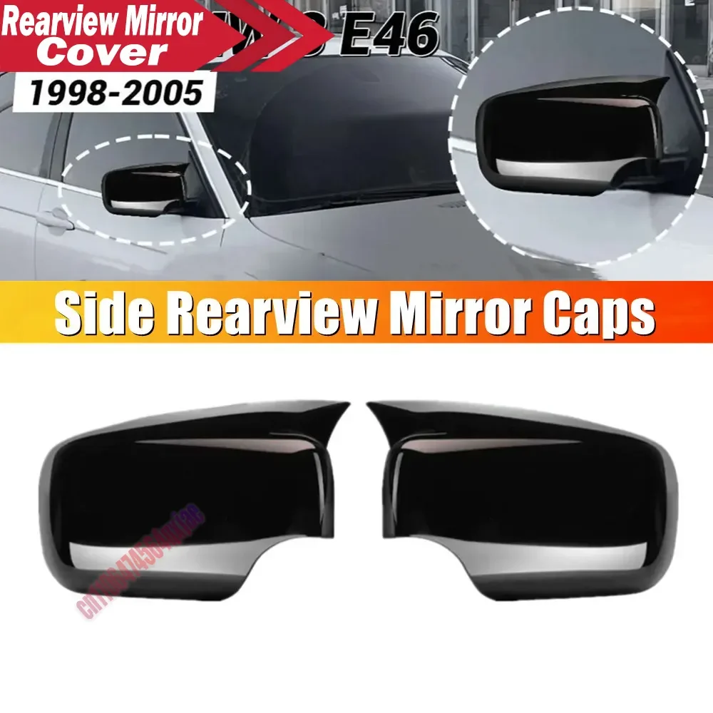For BMW 3 Series E46 1998-2005 E39 1996-2003 LHD ABS Car Exterior Door Trim Adhesive Sticker Rearview Side Mirror Cover Wing Cap