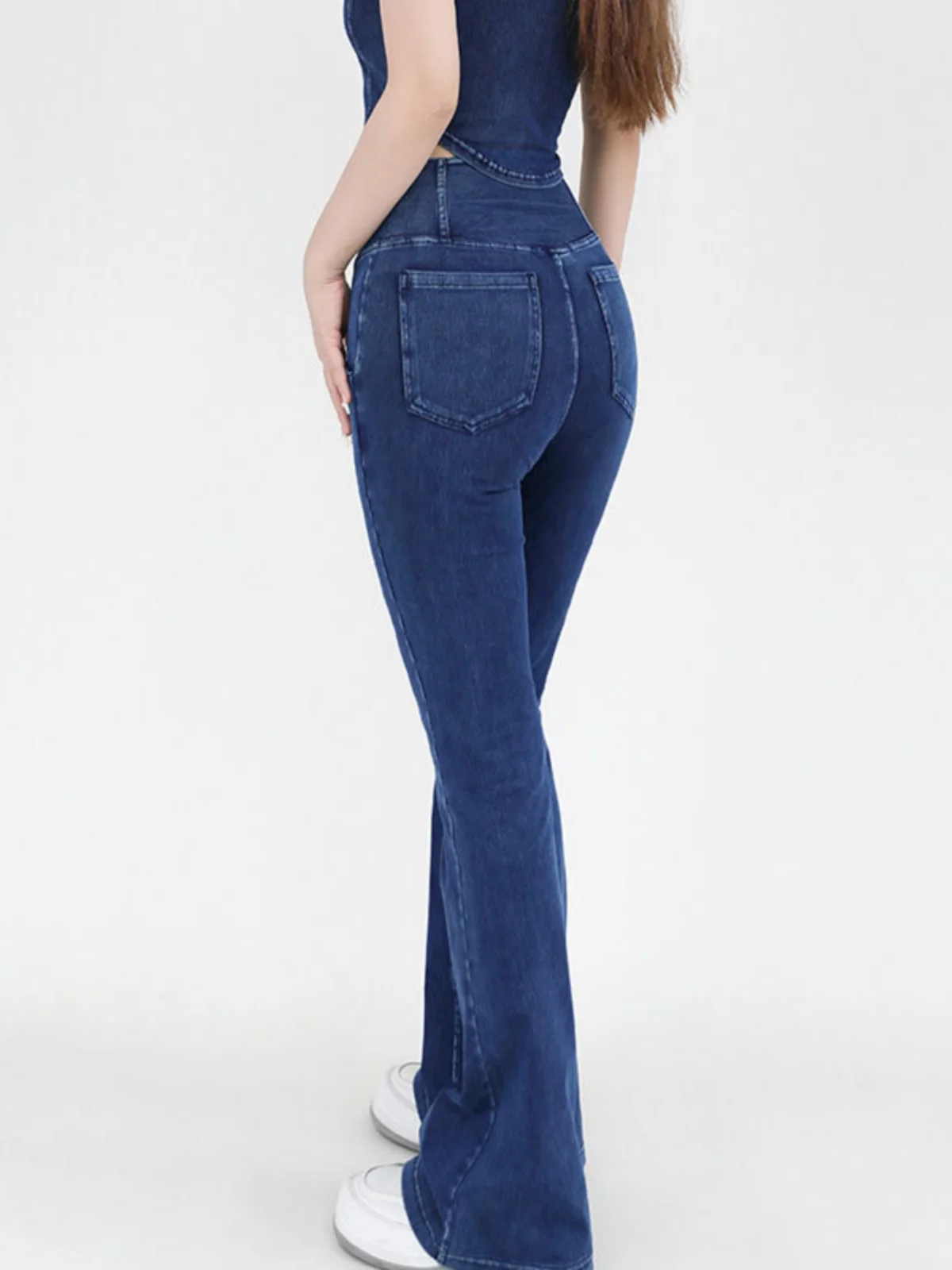 

High Waist Skinny Jeans Women's Yoga Sports Casual Pants Cross Waist Bell Bot Tummy Control Slimming Denim Jeans