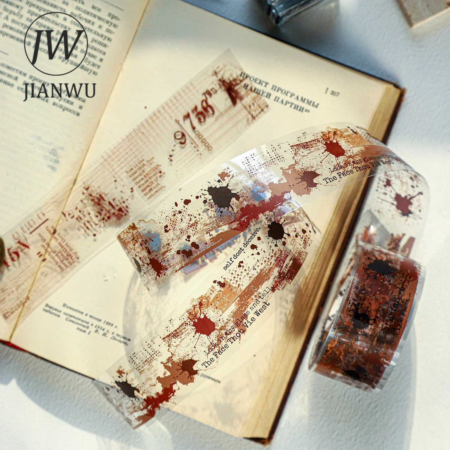 JIANWU 35mm*200cm Painting Traca Series Vintage Number Flim Material Collage Landscape PET Tape Creative DIY Journal Stationery