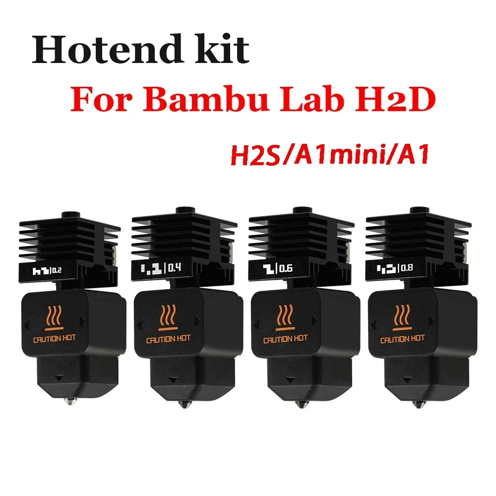 

New High Quality H2D H2S H2C Hotend Kit with 0.2/0.4/0.6/0.8mm Hardened steel Nozzle Replace Hotend Kit For Bambu H2S/A1/A1mini