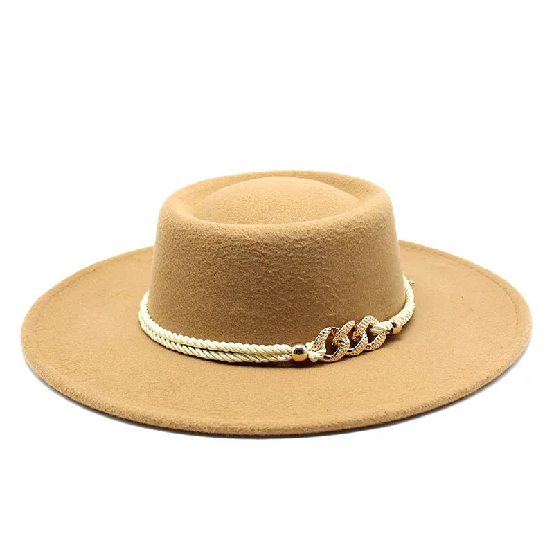 Classic British Style 9.5CM Big Wide Brim Fedora Hat For Women Fashion Autumn Winter Felt Church Hats Wedding Dress Jazz Cap