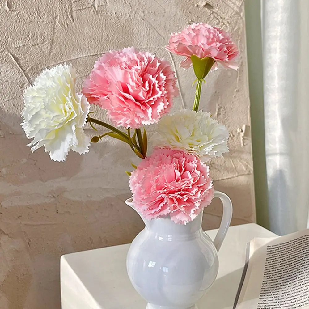 

Solid Color Artificial Carnations Branch DIY Craft Real Touch Simulation Carnation Flower Realistic Handmade Fake Plants