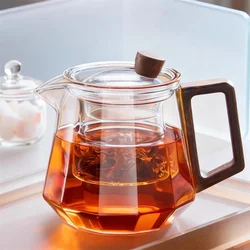 Diamond Polyhedron Shape Heat Resistant Glass Teapot With Filter Heated Container Kungfu Tea Pot Clear Kettle Teaware