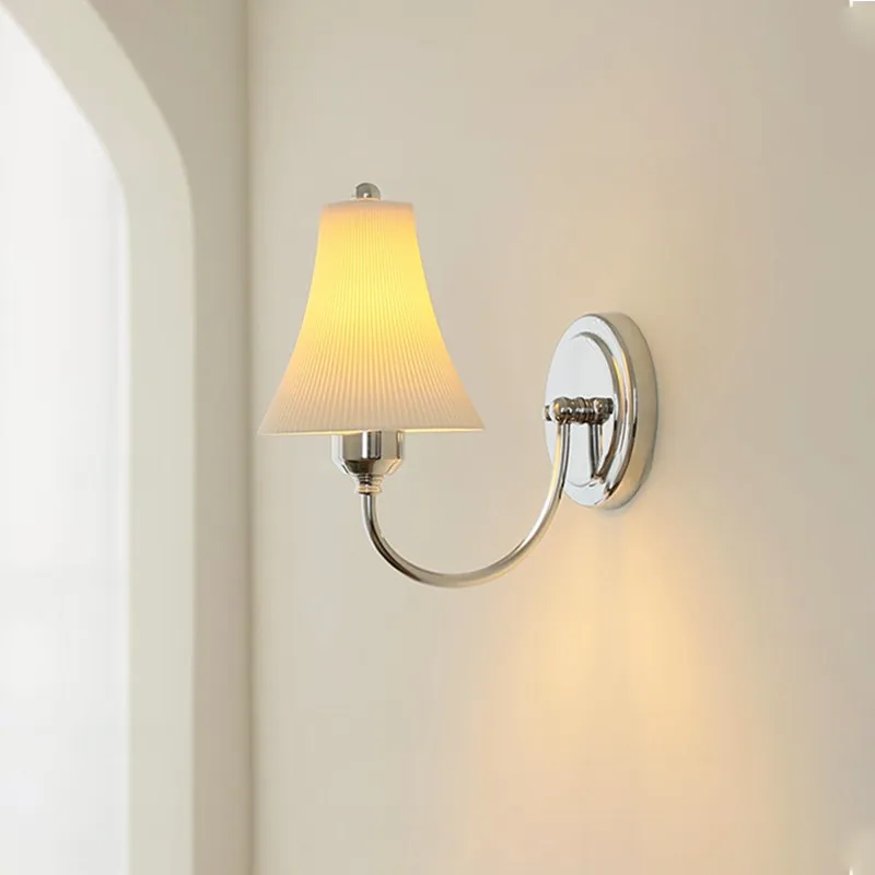 

French Style Antique Ceramic Wall Lamps Simple Bauhaus Home Lighting Fixture for Bedroom Study Parlor Corridors Entrances Stairs