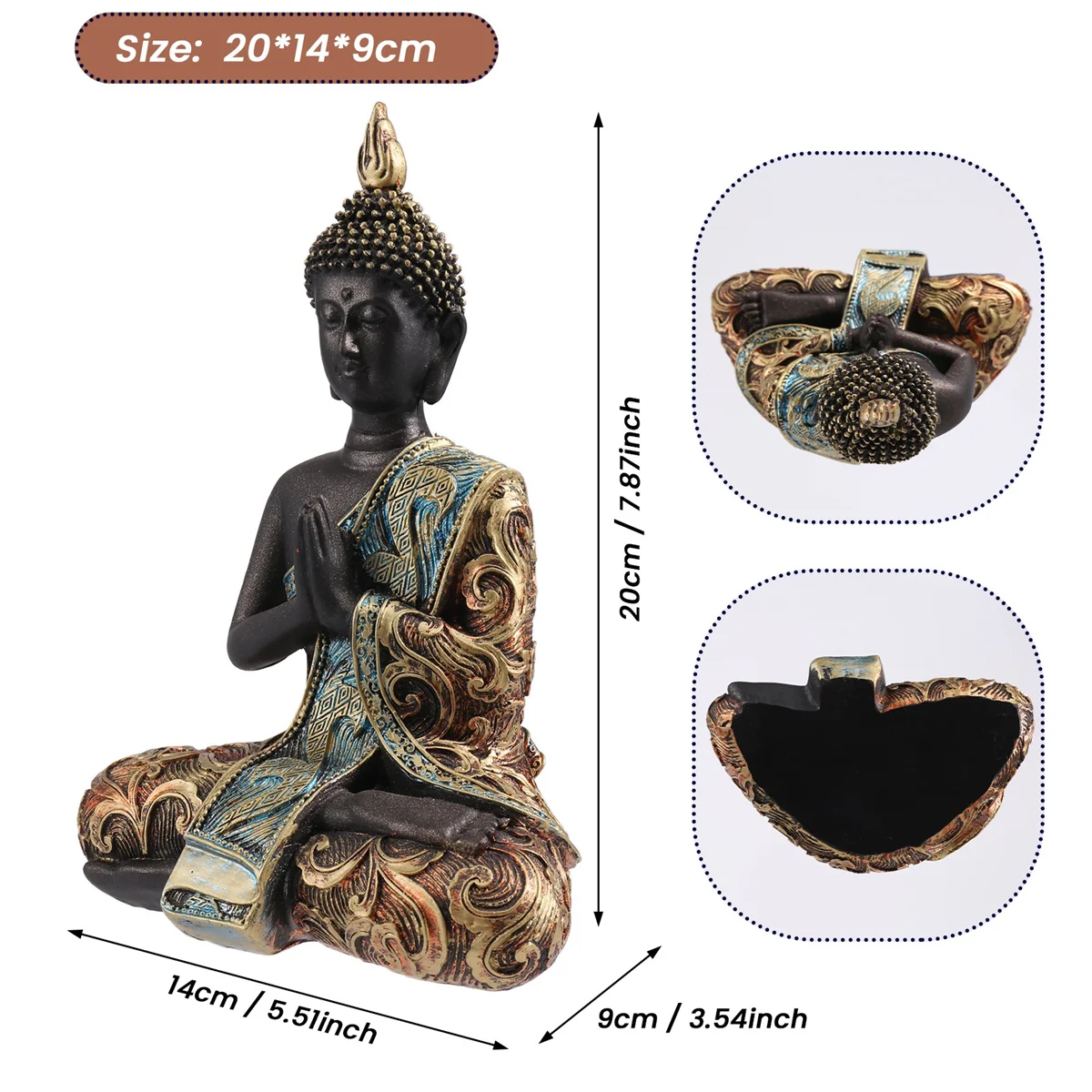 手作りの樹脂仏,タイの彫刻,風水のヒンドゥー教の置物,家の装飾のための瞑想