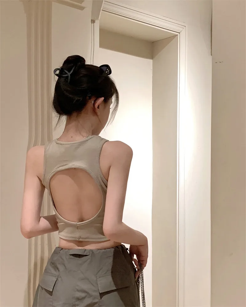 

Y2K K-fashion Japanese Tank Top Woman Clothing Cute New Girls Hollow Crop Top Sleeveless Sexy Camisole Vintage Tee Shirt Woman
