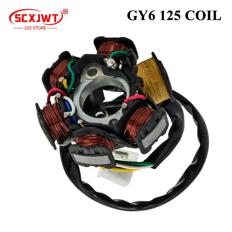 

Катушка статора генератора мотоцикла, 6-полюсный медный провод, магнето для GY6 125CC CB125 ZS125, скутер, мопед, аксессуары для мотоциклов