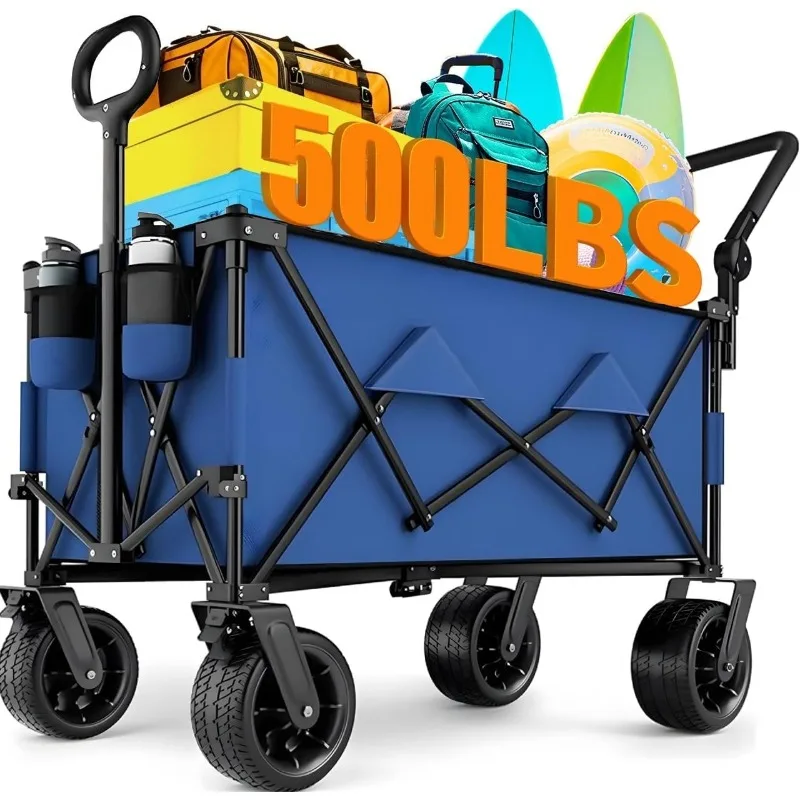 

ZZH Складной пляжный фургон Push & Pull 500 фунтов Складные складные вагоны с толкающей ручкой Вездеходные колеса Бакалея Утилита