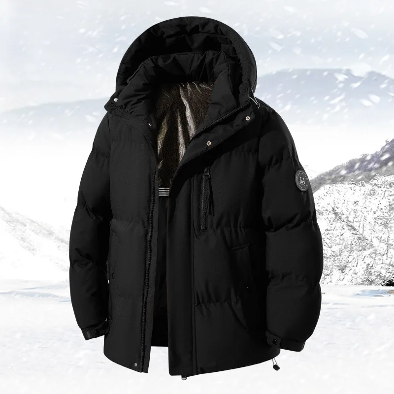 

New Graphene Cotton Jacket for Men Couples Trendy Brand Magic Tape Cotton Coat Korean Version Hooded High Quality Thickened