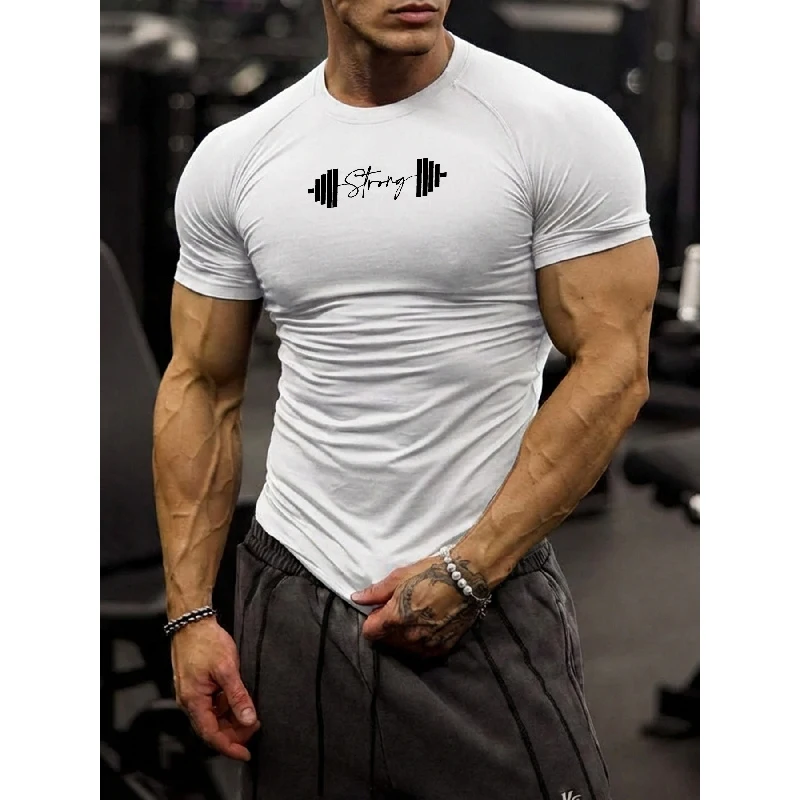 Image of Sport-T-Shirt für Herren Schnell Trocknend Kurzärmliges Sport-T-Shirt Top Fitness Eng Anliegendes Shirt Trainings-Lauf-T-Shirt für Männer