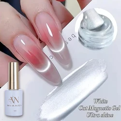 MIANEL 12ML Flow Light Cat Magnetic Gel Nail Polish Ultra Shine Soak Off UV Gel Mirror Glass Cat Magnet White Nails 1-8pcs